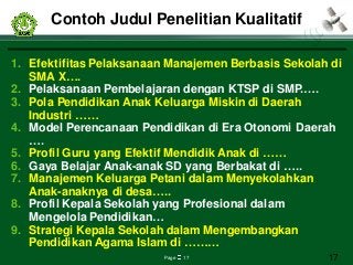 Detail Contoh Judul Penelitian Kualitatif Nomer 40