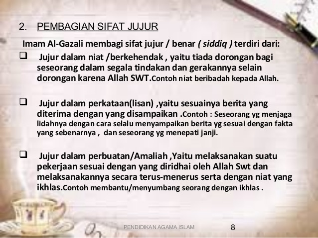 Detail Contoh Jujur Dalam Perbuatan Atau Amaliah Nomer 4