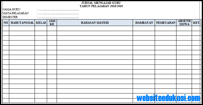 Detail Contoh Jurnal Guru Nomer 13