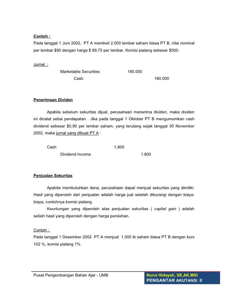 Detail Contoh Jurnal Investasi Saham Nomer 11