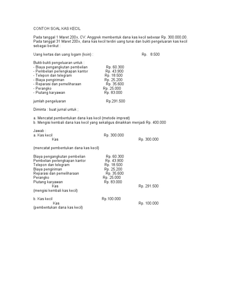 Detail Contoh Jurnal Kas Kecil Metode Imprest Nomer 39