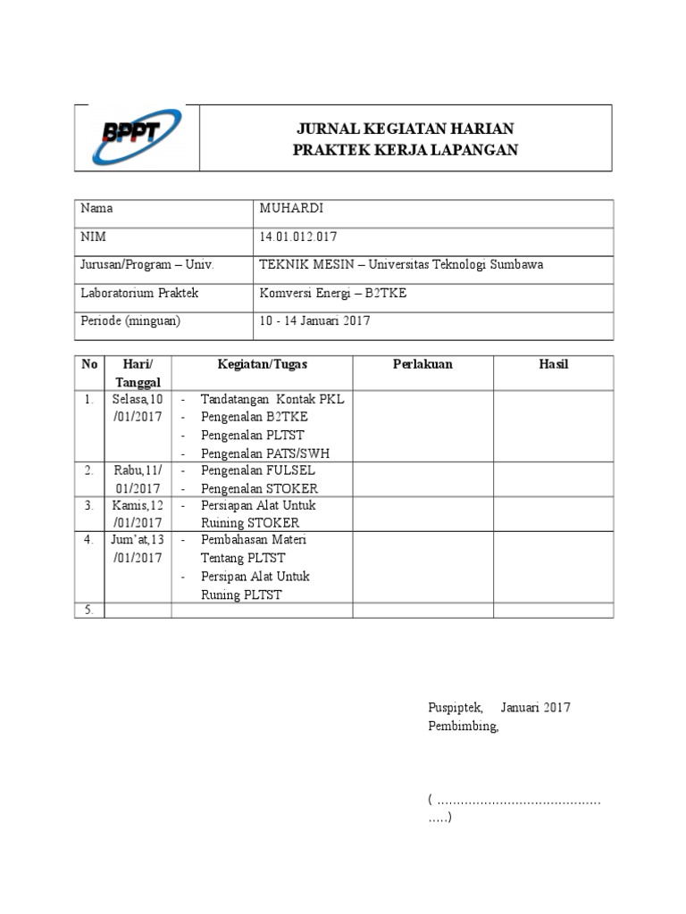 Detail Contoh Jurnal Kegiatan Harian Nomer 25