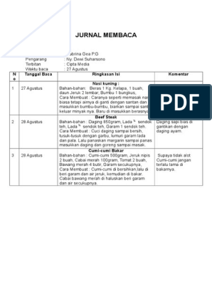 Detail Contoh Jurnal Membaca Nomer 14