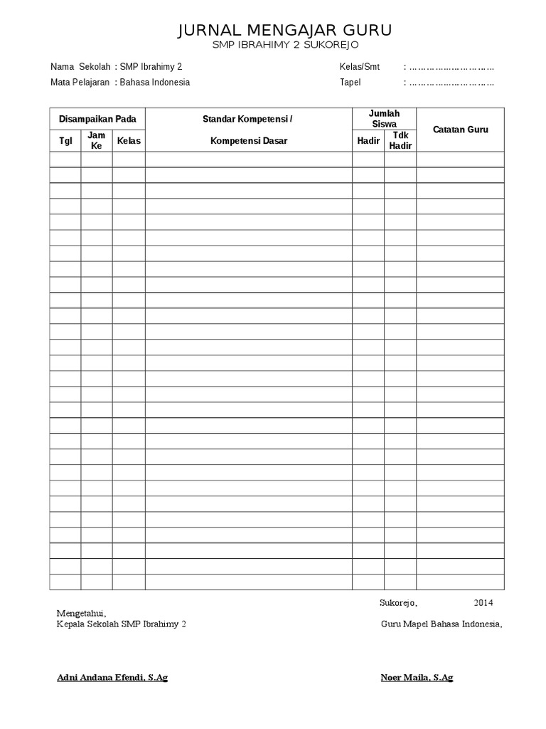 Detail Contoh Jurnal Mengajar Nomer 38