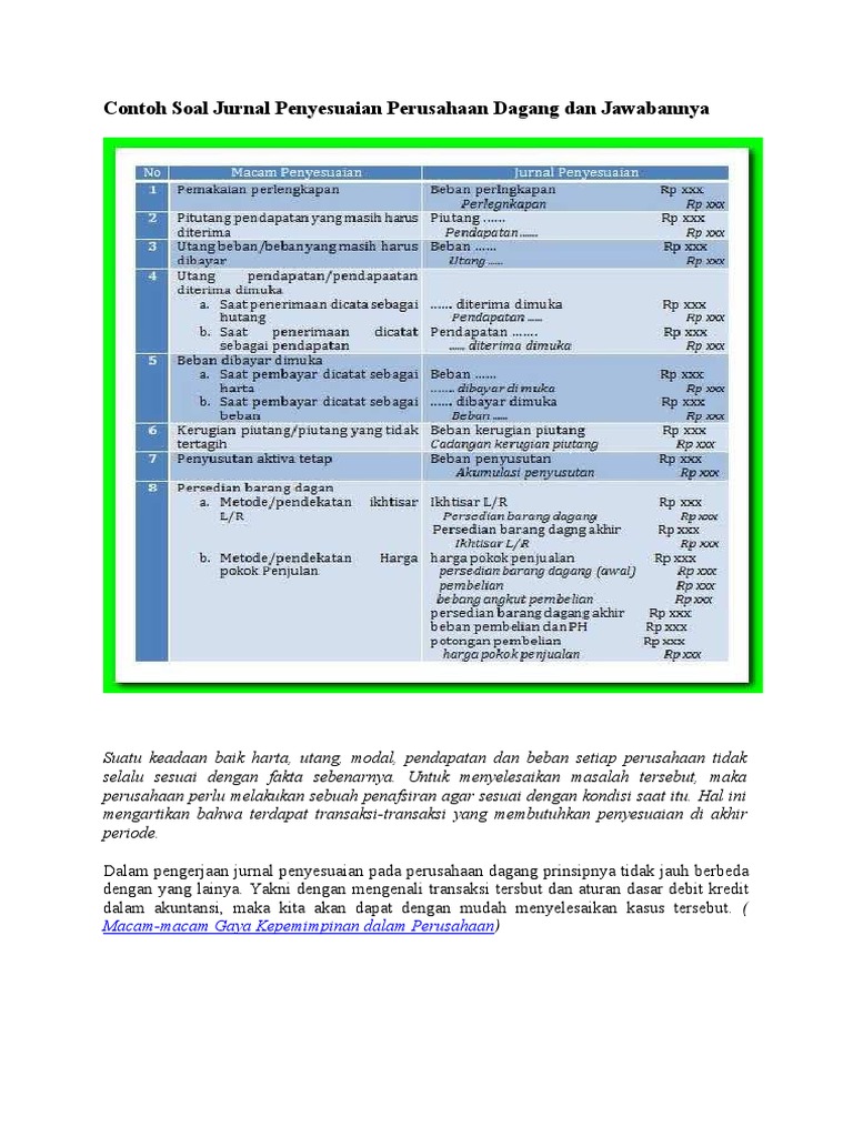 Detail Contoh Jurnal Penyesuaian Perusahaan Dagang Nomer 31