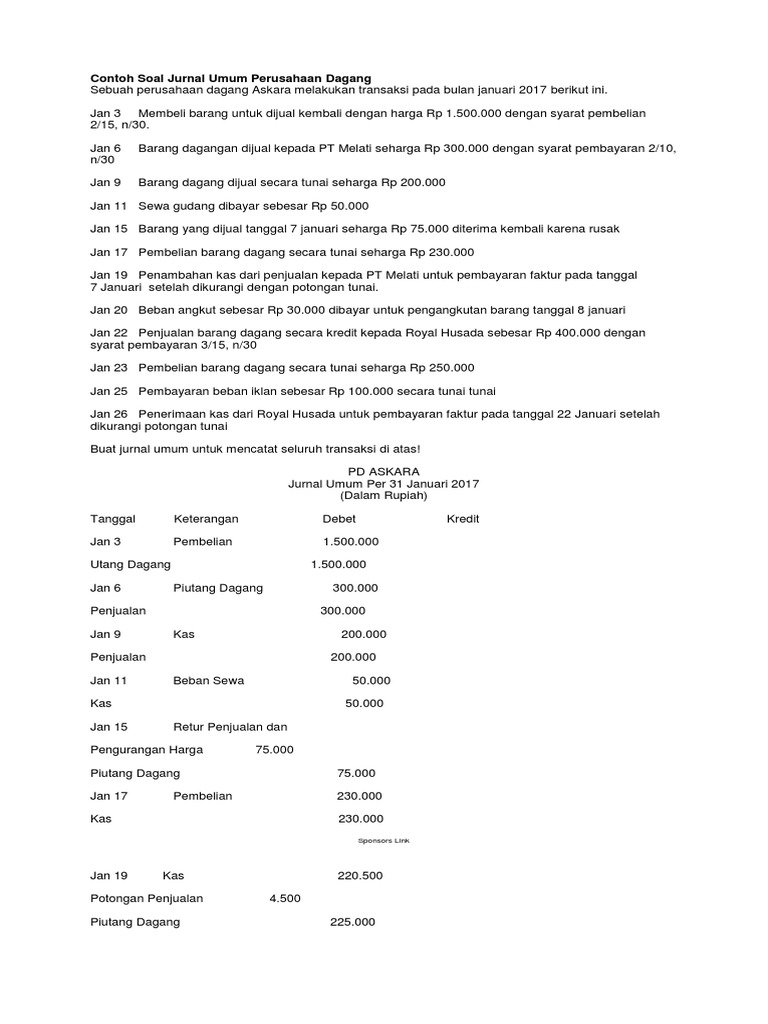 Detail Contoh Jurnal Perusahaan Dagang Nomer 47