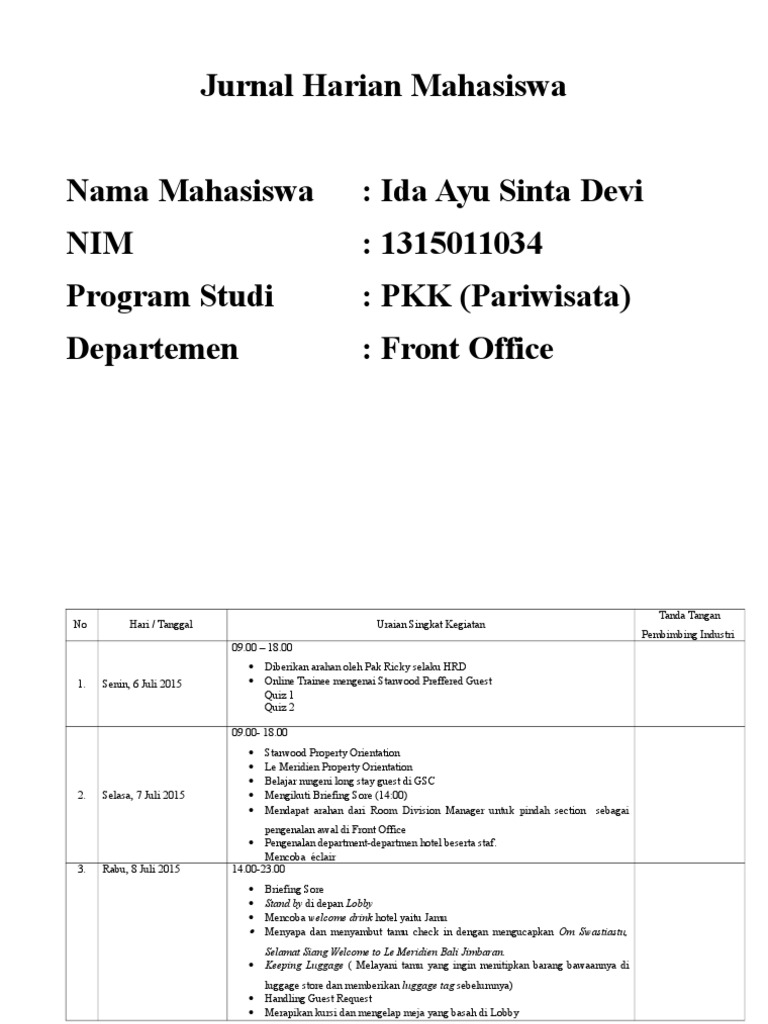 Detail Contoh Jurnal Pkl Nomer 27