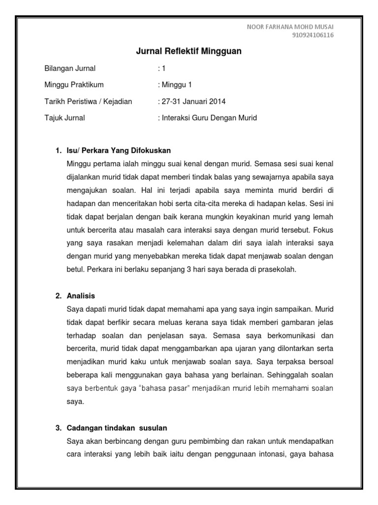 Detail Contoh Jurnal Refleksi Nomer 3