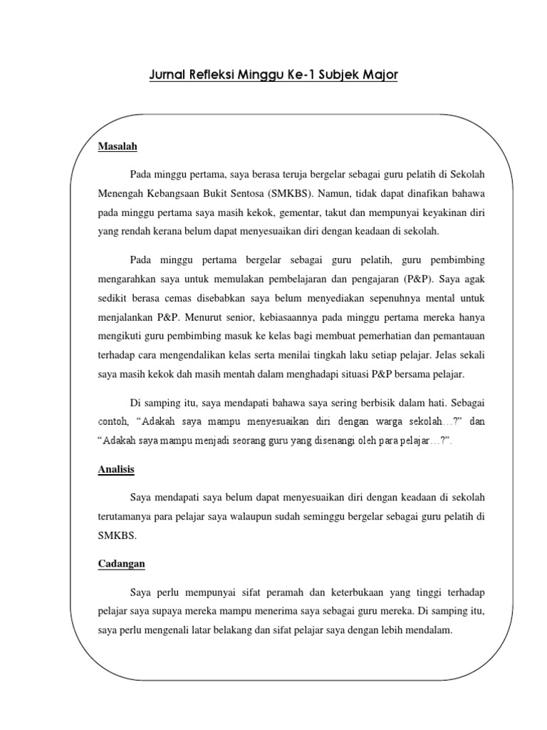 Detail Contoh Jurnal Refleksi Nomer 19