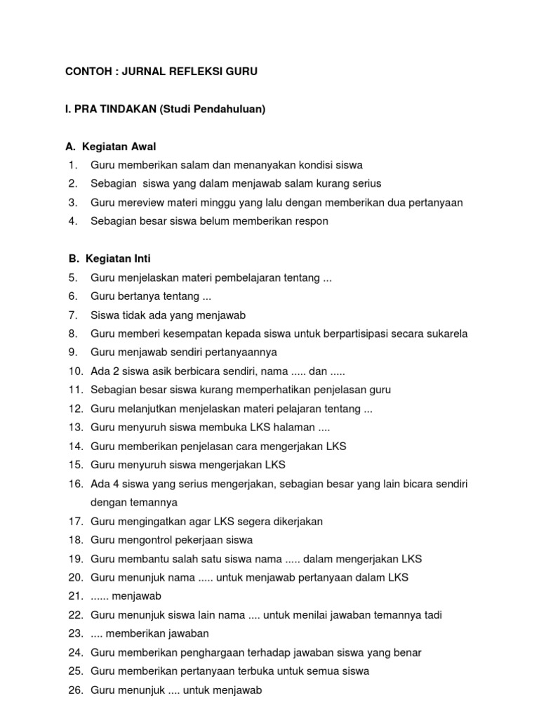 Detail Contoh Jurnal Refleksi Nomer 7