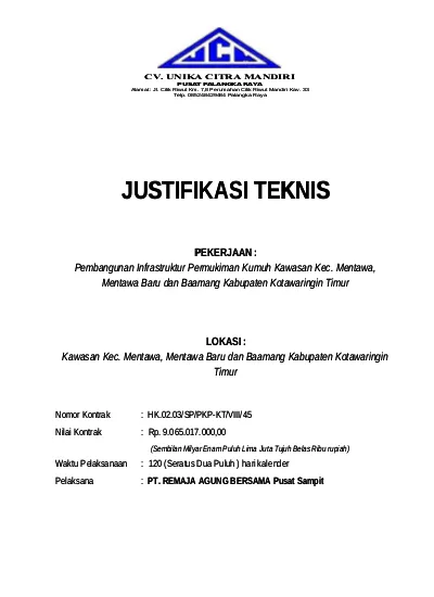 Detail Contoh Justifikasi Teknis Nomer 19