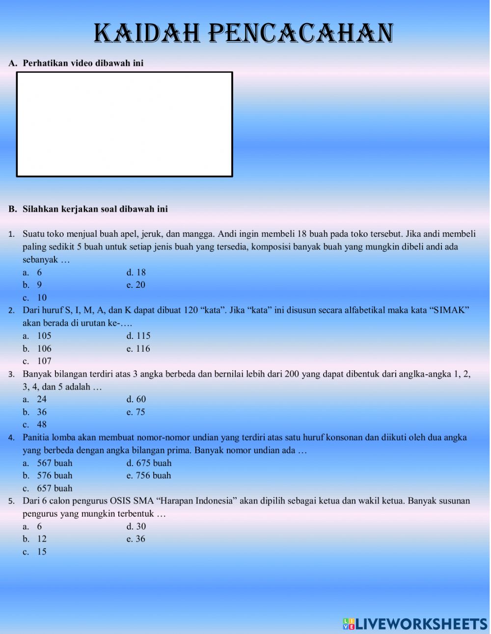 Detail Contoh Kaidah Pencacahan Nomer 12