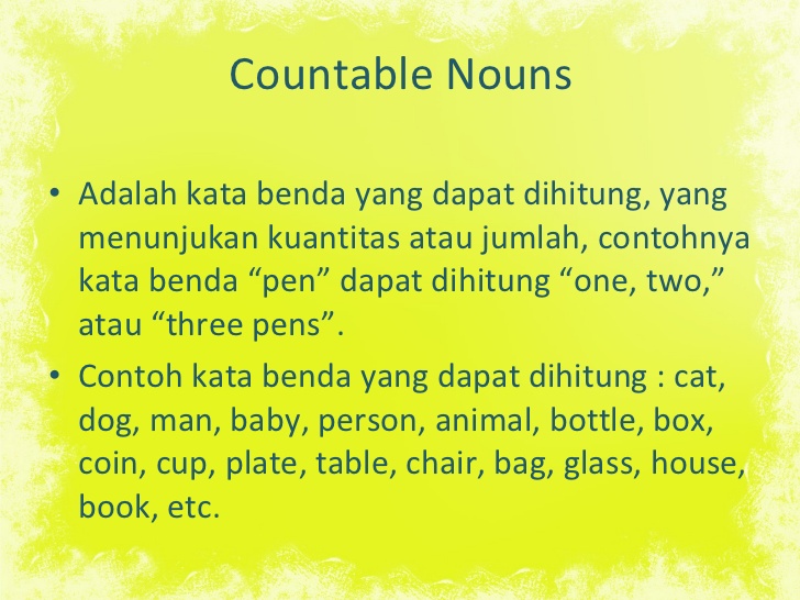Detail Contoh Kalimat Countable Noun Nomer 5