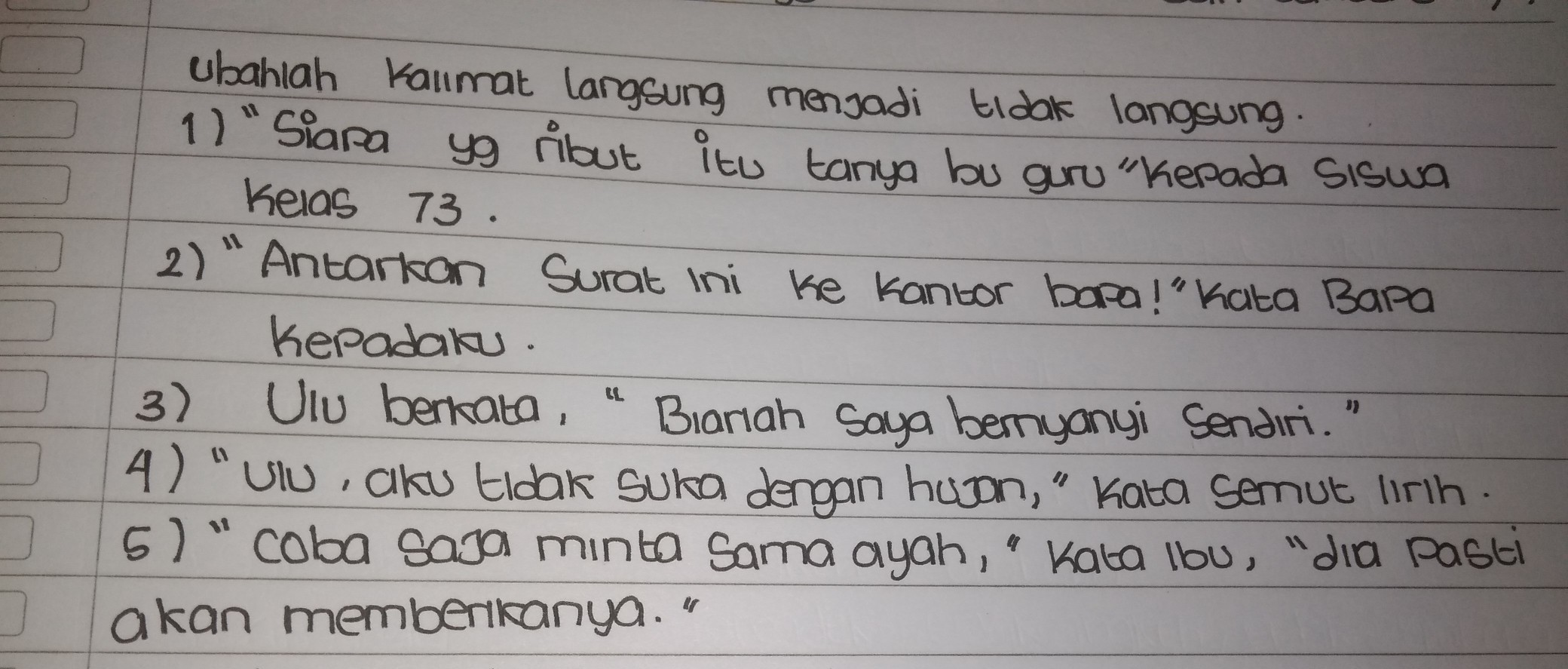 Detail Contoh Kalimat Langsung Dan Kalimat Tidak Langsung Nomer 11