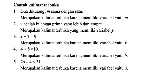 Detail Contoh Kalimat Matematika Nomer 5