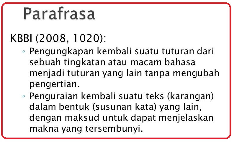 Detail Contoh Kalimat Parafrase Nomer 26