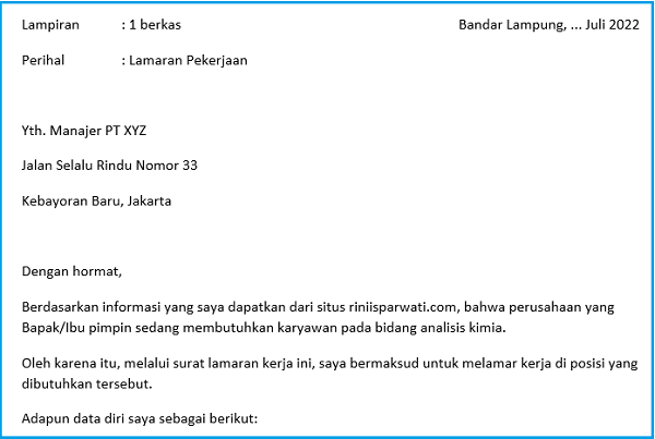 Detail Contoh Kalimat Pembuka Surat Lamaran Kerja Nomer 13