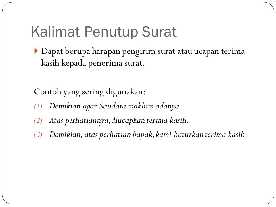 Detail Contoh Kalimat Penutup Surat Nomer 18