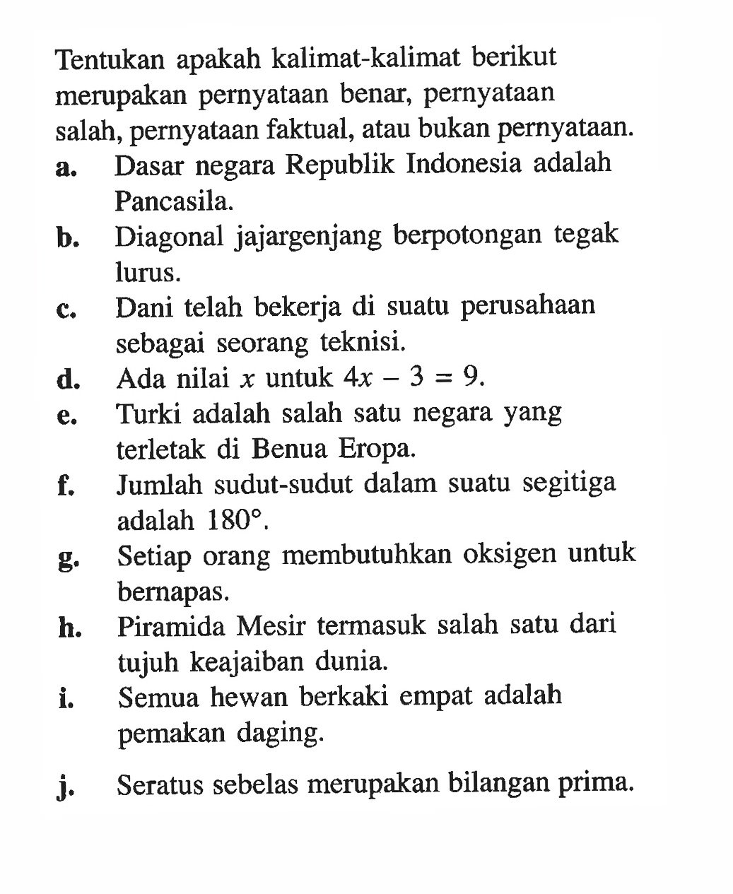 Detail Contoh Kalimat Pernyataan Nomer 25