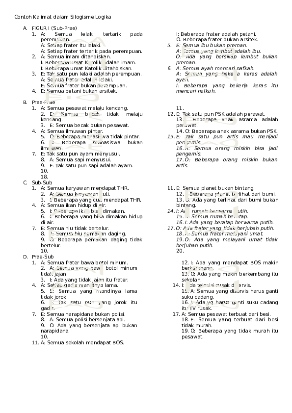 Detail Contoh Kalimat Silogisme Nomer 12