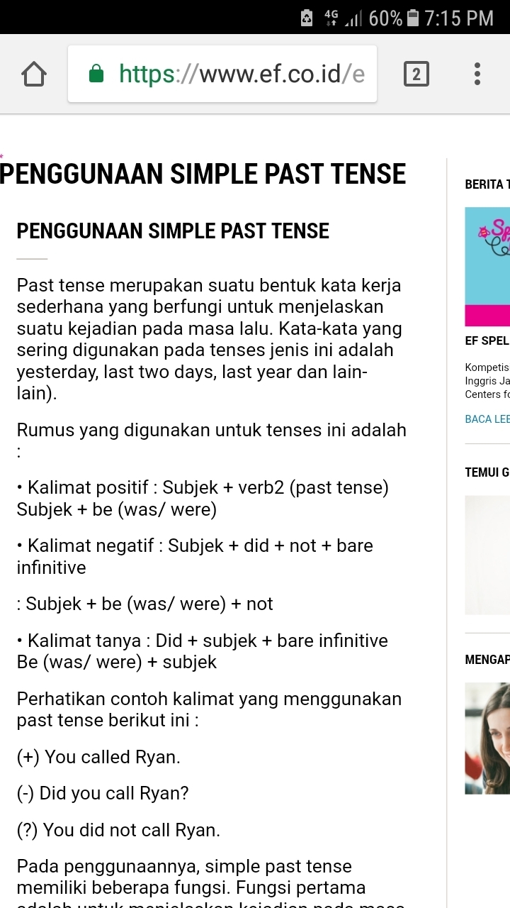 Detail Contoh Kalimat Simple Past Tense Positif Negatif Interogatif Nomer 18