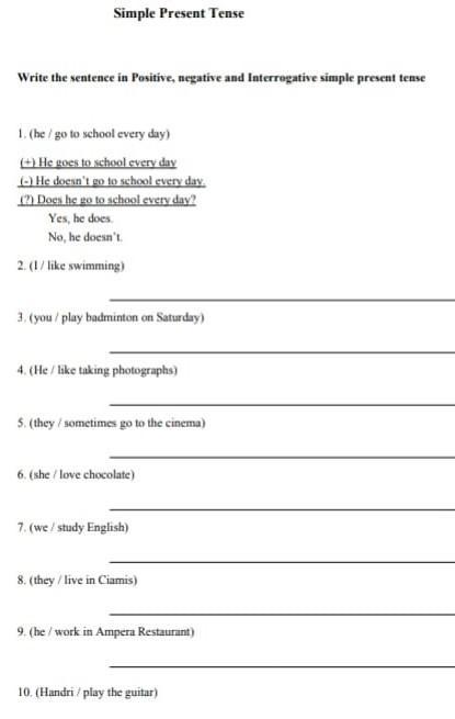 Detail Contoh Kalimat Simple Present Tense Positif Negatif Interogatif Nomer 37