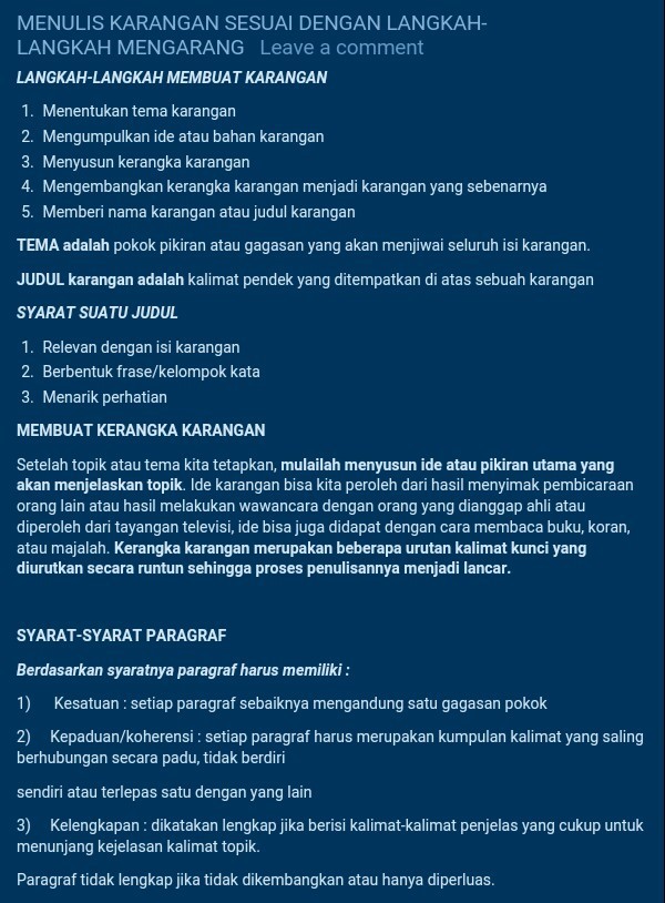 Contoh Karangan Bebas Singkat - KibrisPDR