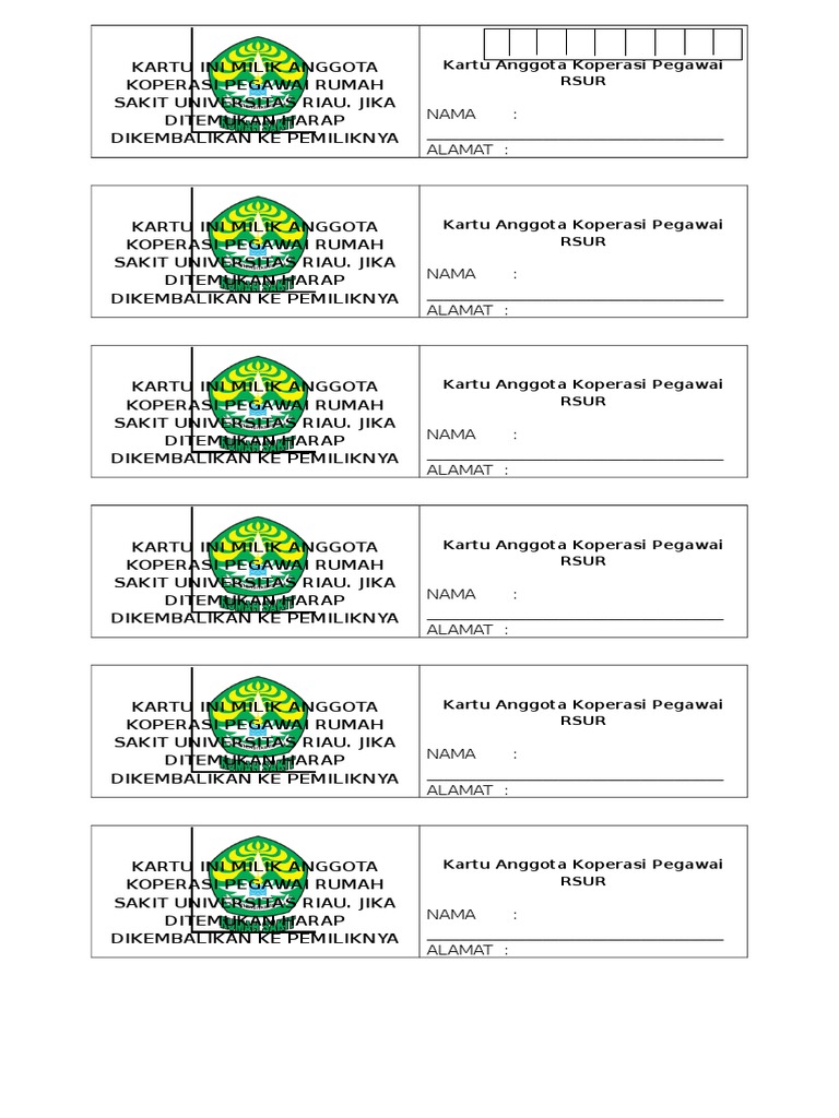 Detail Contoh Kartu Anggota Koperasi Nomer 23