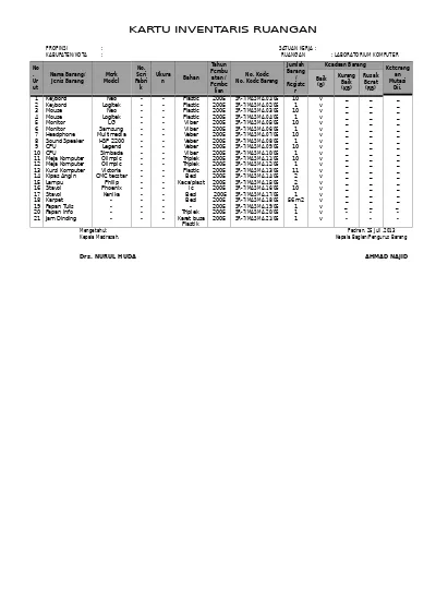 Detail Contoh Kartu Inventaris Barang Nomer 26