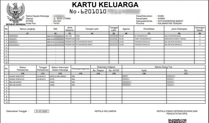 Detail Contoh Kartu Keluarga Nomer 11