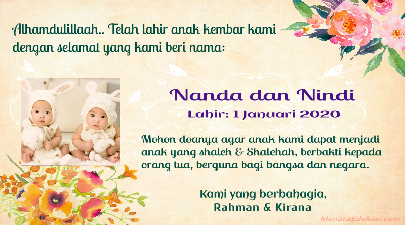 Detail Contoh Kartu Nama Bayi Baru Lahir Nomer 57