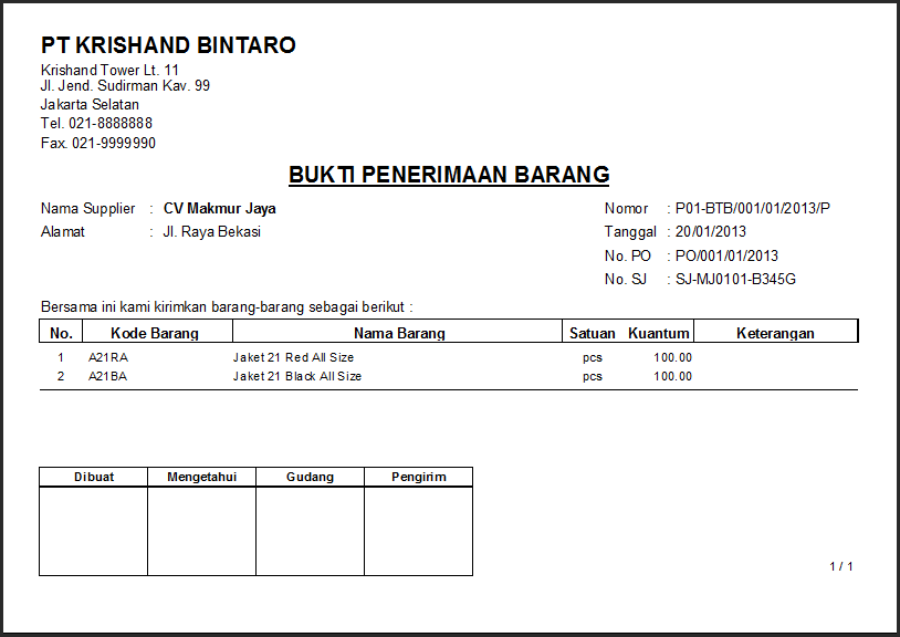 Detail Contoh Kartu Penerimaan Barang Nomer 24