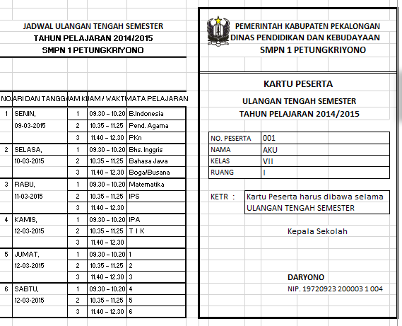 Detail Contoh Kartu Peserta Ujian Nomer 27