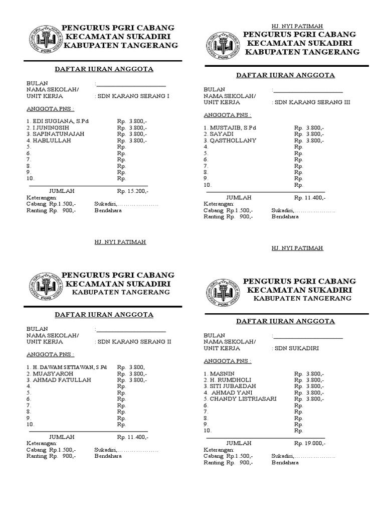 Detail Contoh Kartu Pgri Nomer 40