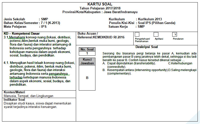 Contoh Kartu Soal - KibrisPDR