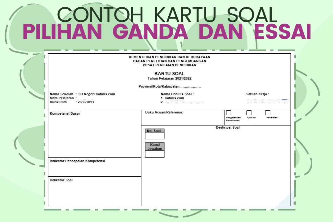 Detail Contoh Kartu Soal Nomer 20