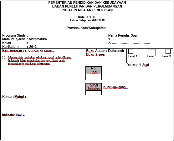 Detail Contoh Kartu Soal Nomer 29