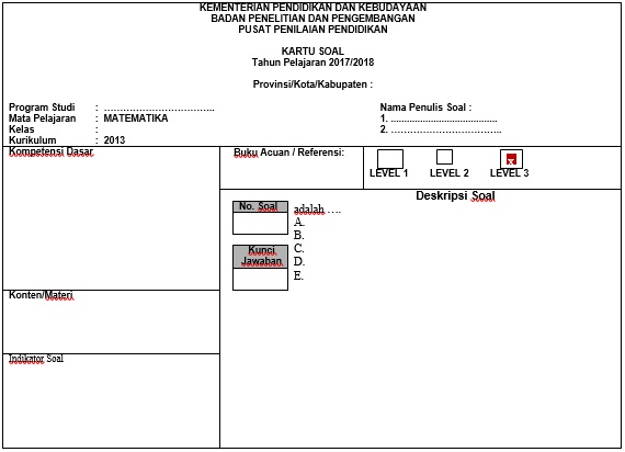 Detail Contoh Kartu Soal Nomer 6