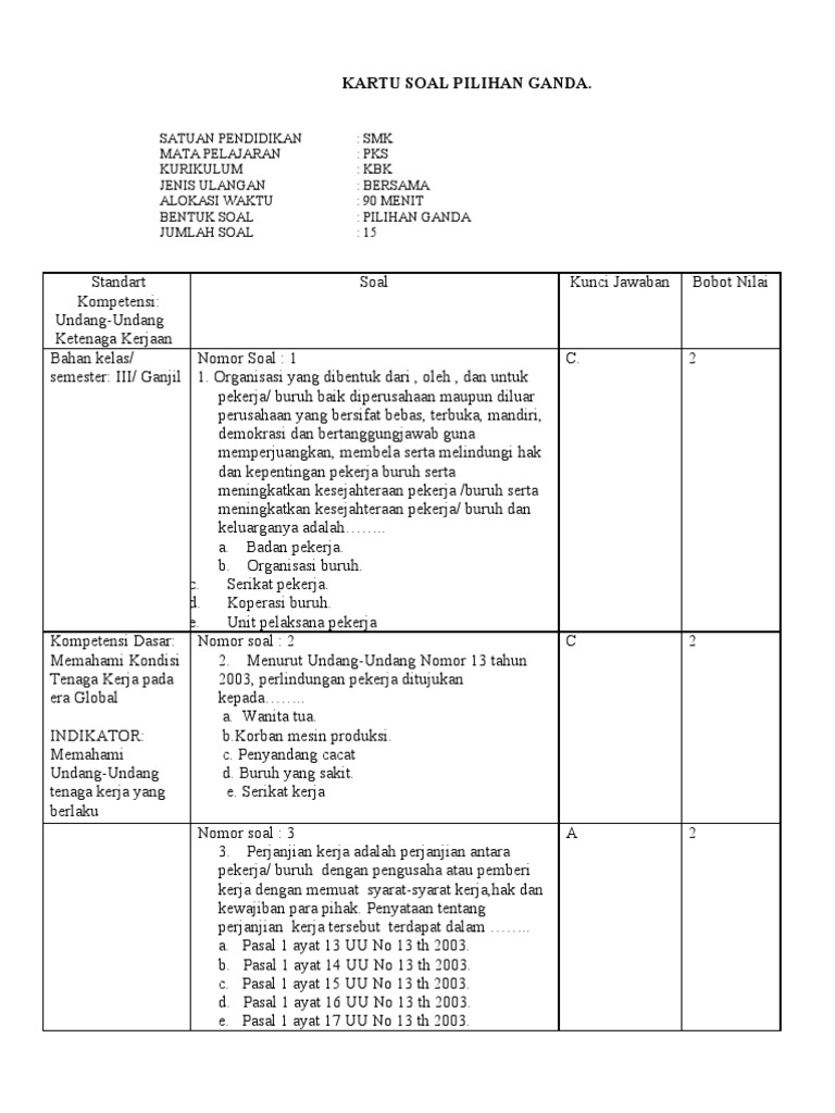 Detail Contoh Kartu Soal Pilihan Ganda Nomer 45