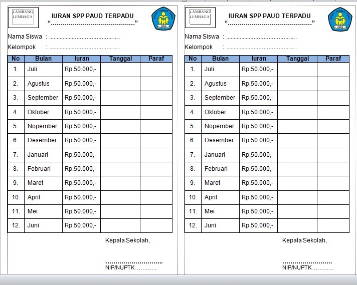 Detail Contoh Kartu Spp Nomer 18