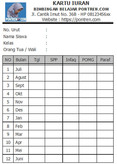 Detail Contoh Kartu Spp Nomer 7