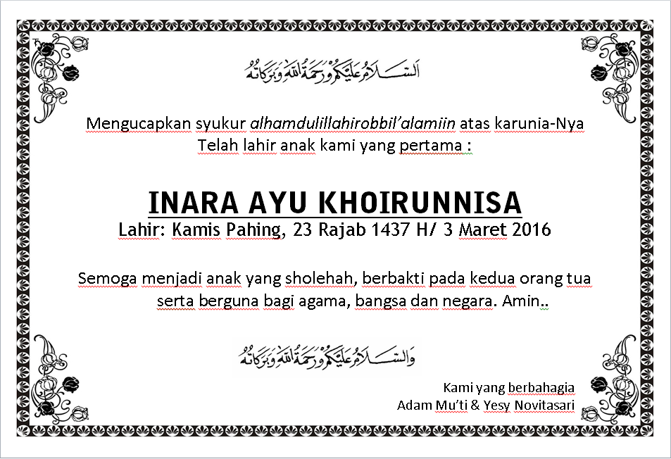 Detail Contoh Kartu Ucapan Kelahiran Bayi Dengan Microsoft Word Nomer 13