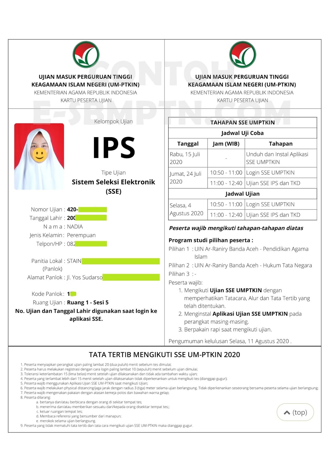 Detail Contoh Kartu Ujian Nomer 51