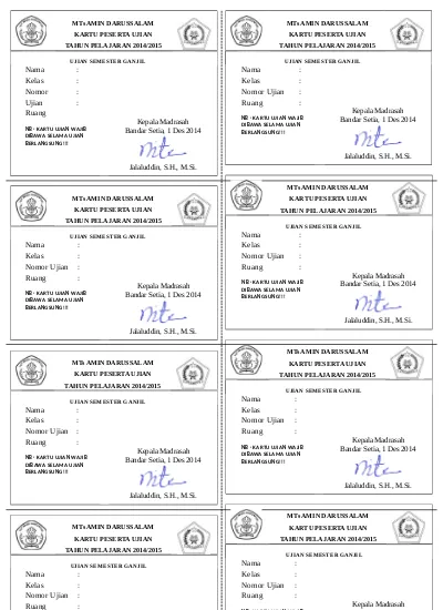 Detail Contoh Kartu Ujian Nomer 7