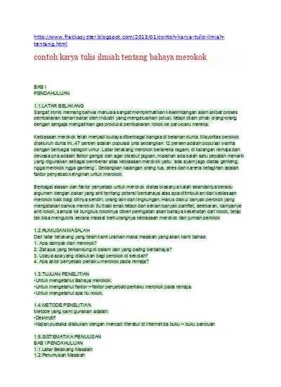 Detail Contoh Karya Ilmiah Tentang Bahaya Merokok Nomer 23