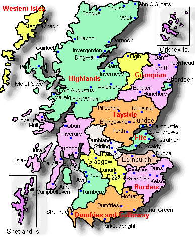 Schottland Regionen Karte - KibrisPDR