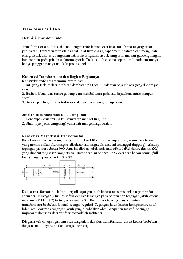 Detail Gambar Imedansi Dari Trafo 1 Fasa Nomer 27
