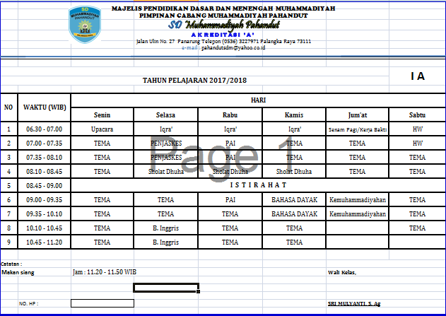 Detail Gambar Jadwal Belajar Kelas 1 Sd Nomer 19