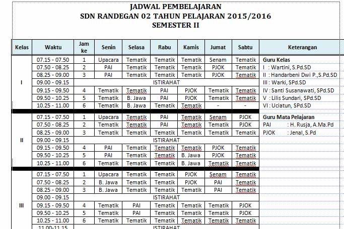 Detail Gambar Jadwal Belajar Kelas 1 Sd Nomer 44