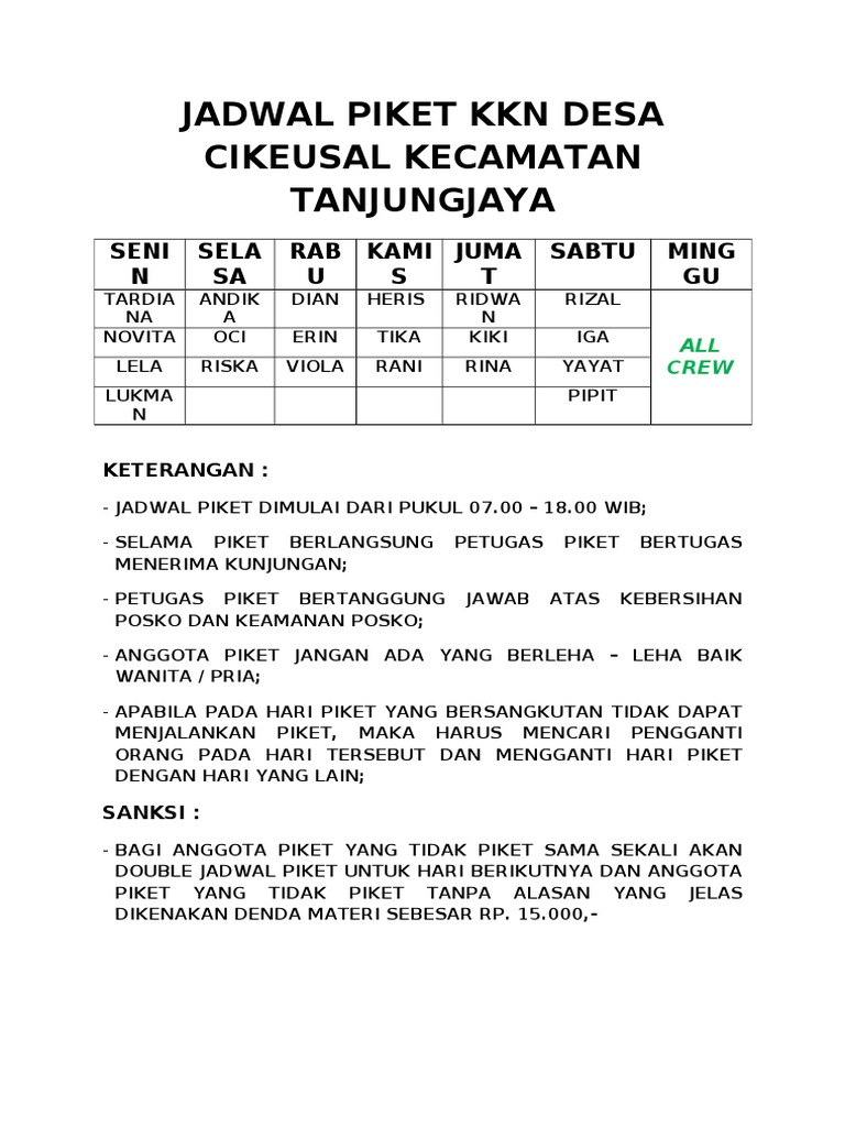 Detail Gambar Jadwal Piket Nomer 33